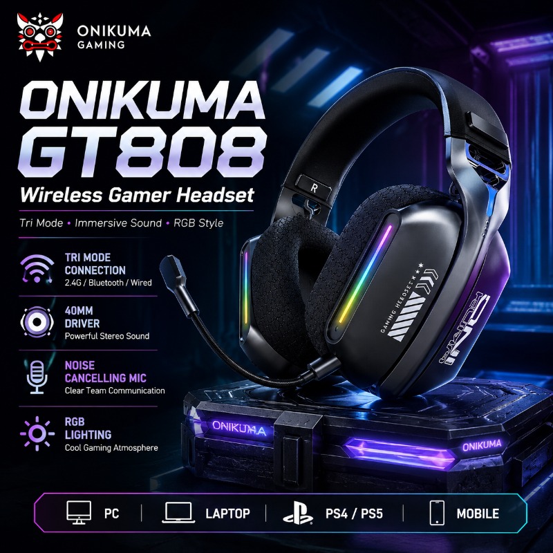 Pc Gaming Gigabyte - ONIKUMA GT808 Cuffie da gioco wireless
