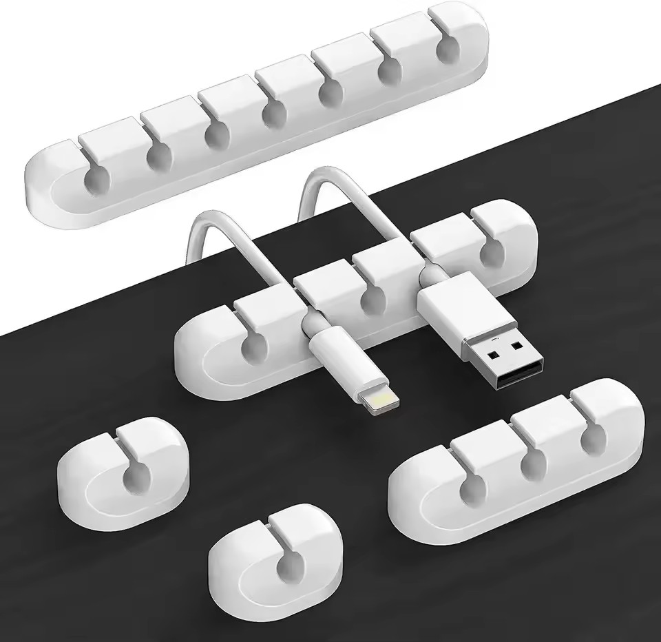 Cable Management Sleeve - Organizzatore di Cavi in Silicone, Clip